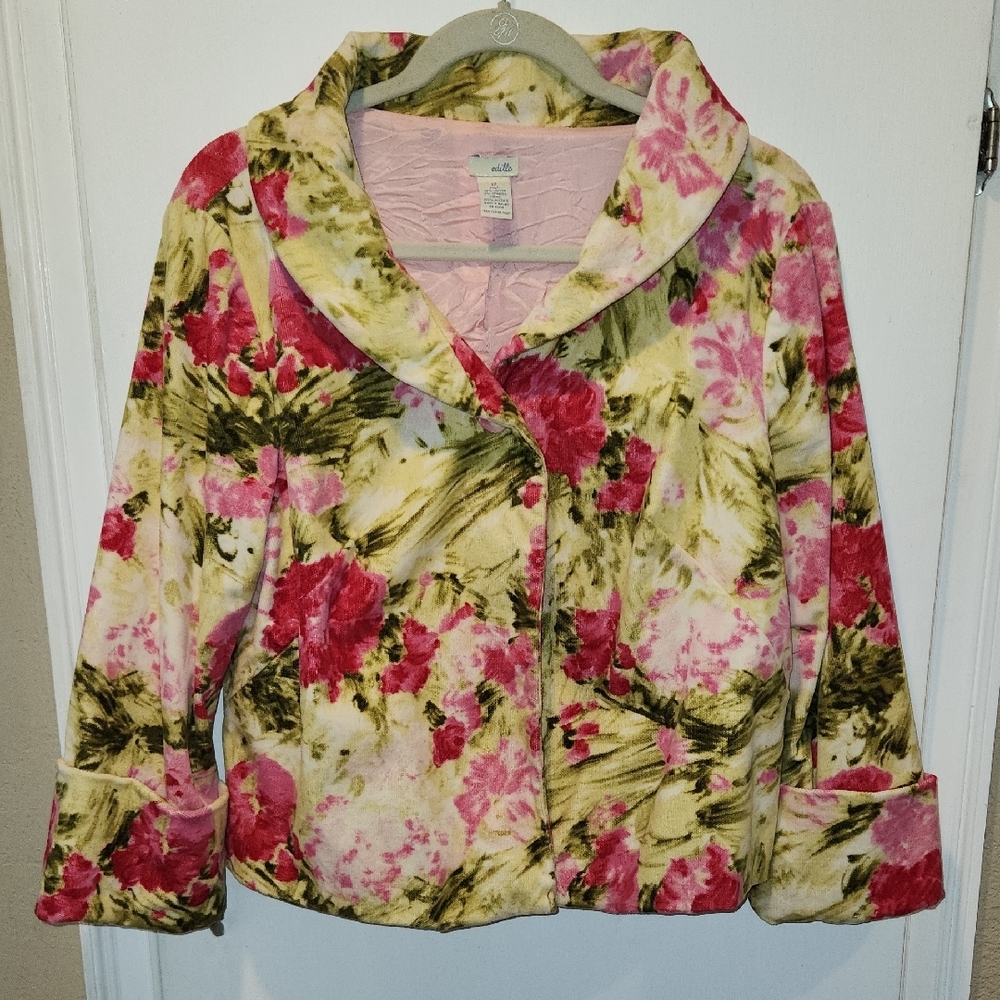 Anthropologie Odille Cabbage Rose Print Jacket 12